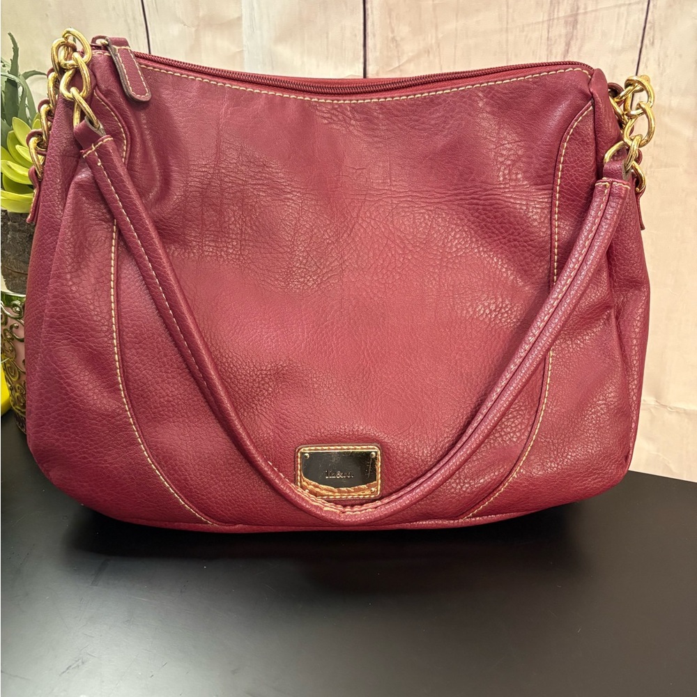 Liz & Co Red Shoulder Bag with Gold Hardware